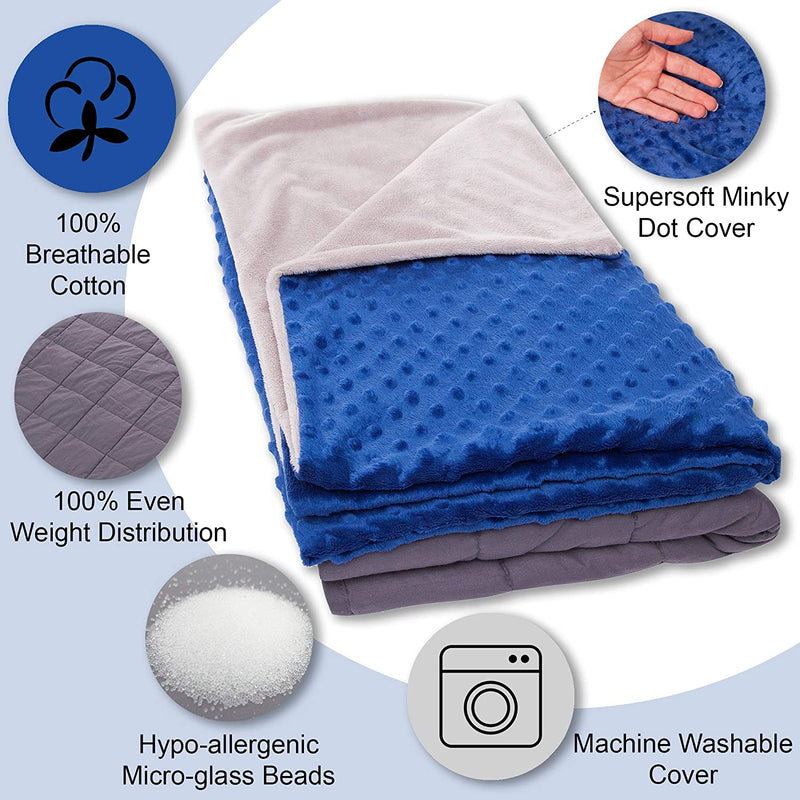 7 Lbs Weighted Blanket for Kids with Removable Cover - 41" x 60" - Hazli Collection 
