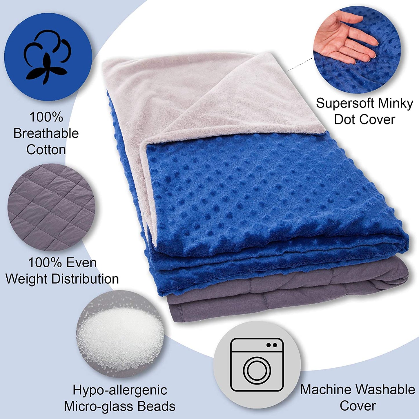 Super Soft 7 Lbs Weighted Blanket for Kids with Removable Cover - 41" x 60" Children Heavy Blanket for Boys Between 60-80 lbs - Kids Weighted Blankets - Hazli Collection 