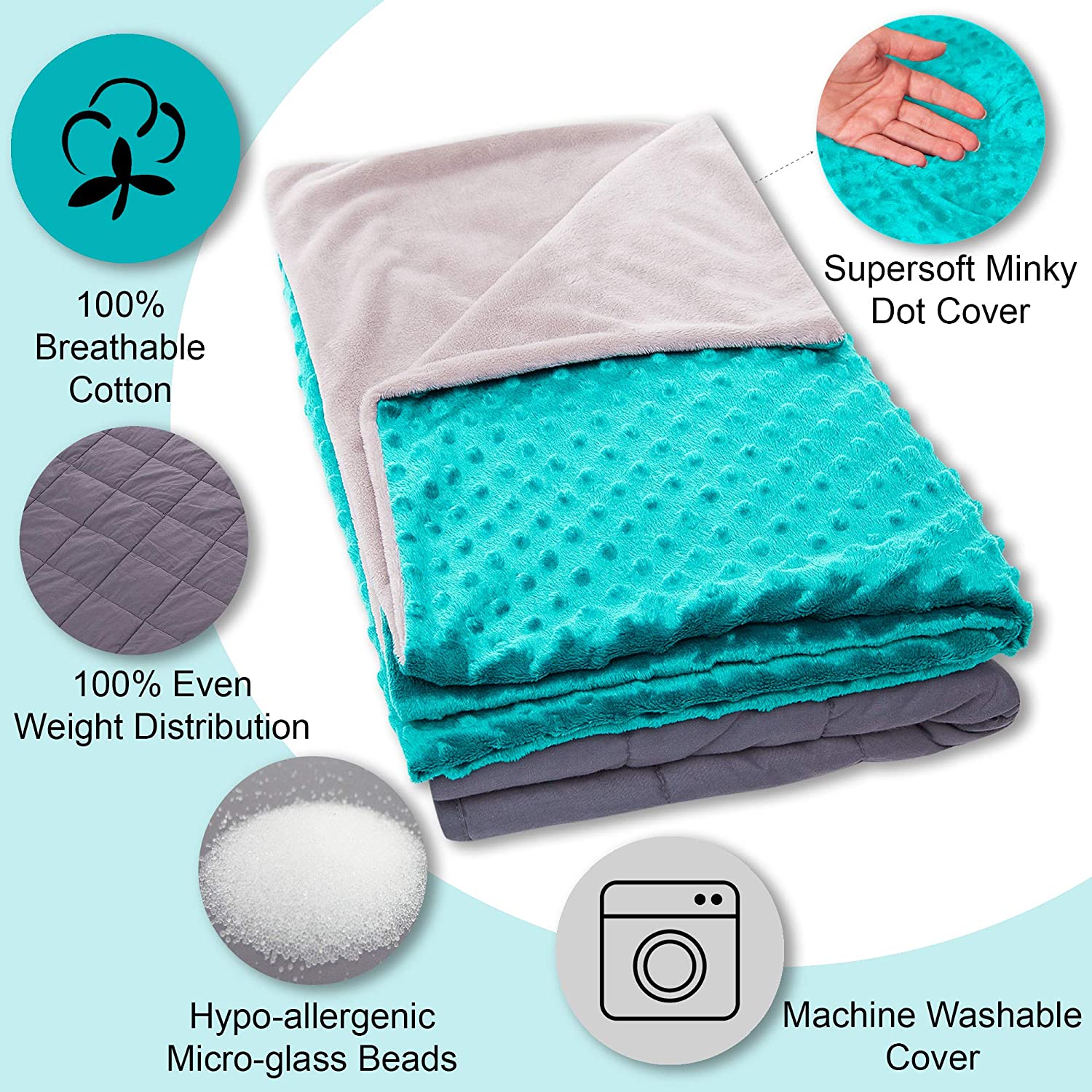 Turquoise Weighted Blanket for Children Kids Calming Blanket