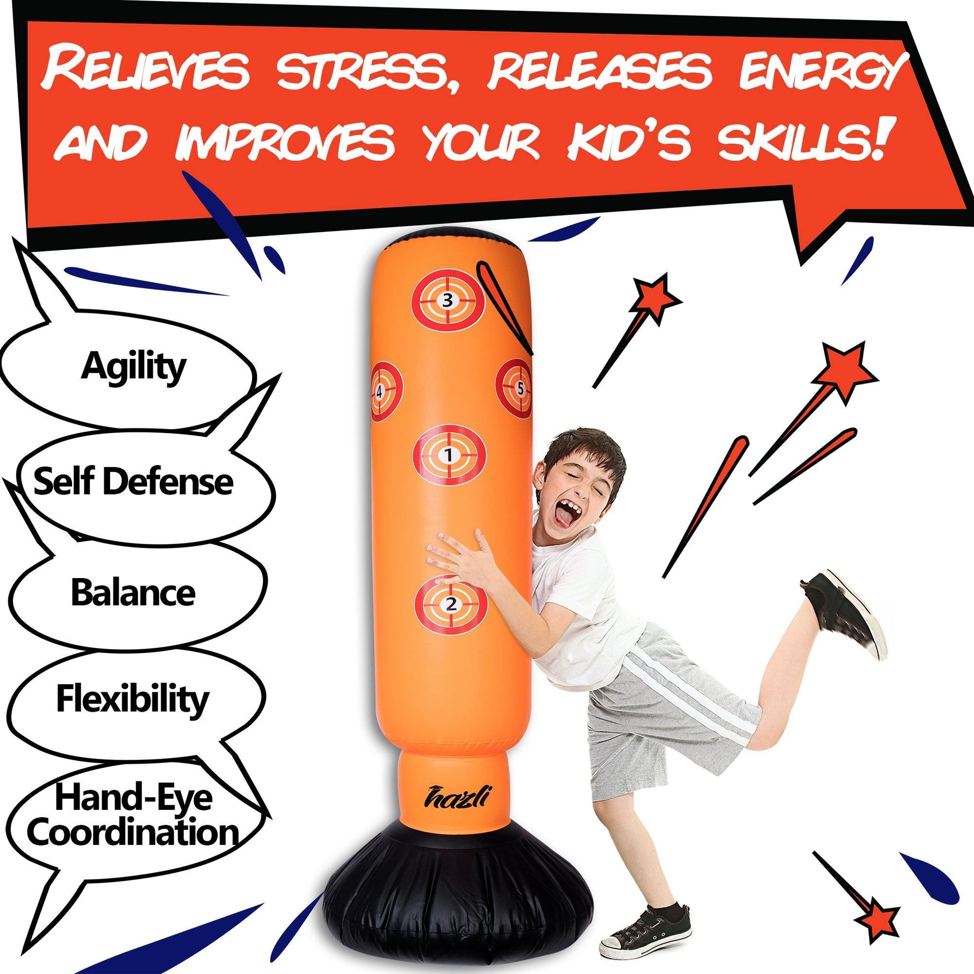 Inflatable Punching Bag for Kids with Bounce-Back Effect - Hazli Collection 